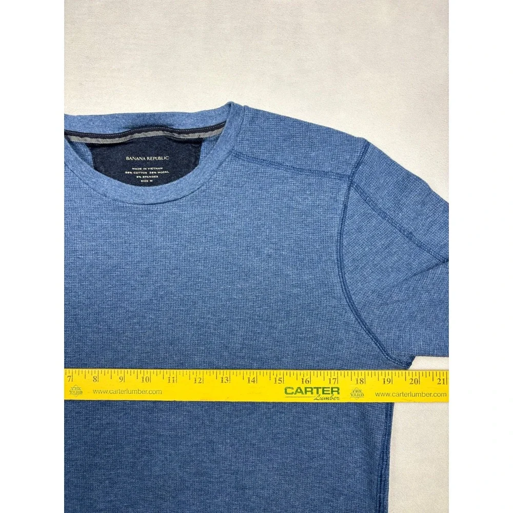 Banana Republic Mens Blue Waffle Knit Thermal Long Sleeve Shirt Size M Modal‎